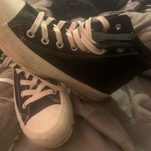 Classic High-Top Canvas Sneakers - Black